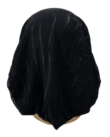 Ahead IT2601 Black Waverly Mesh Israeli Style Long Tails Pre-Tied Bandanna Myselflingerie.com